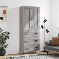 Thumbnail for Highboard Grau Sonoma 69,5x34x180 cm Holzwerkstoff