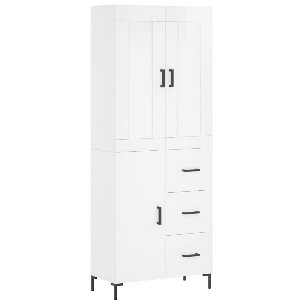 Highboard Hochglanz-Weiß 69,5x34x180 cm Holzwerkstoff