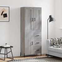 Thumbnail for Highboard Grau Sonoma 69,5x34x180 cm Holzwerkstoff