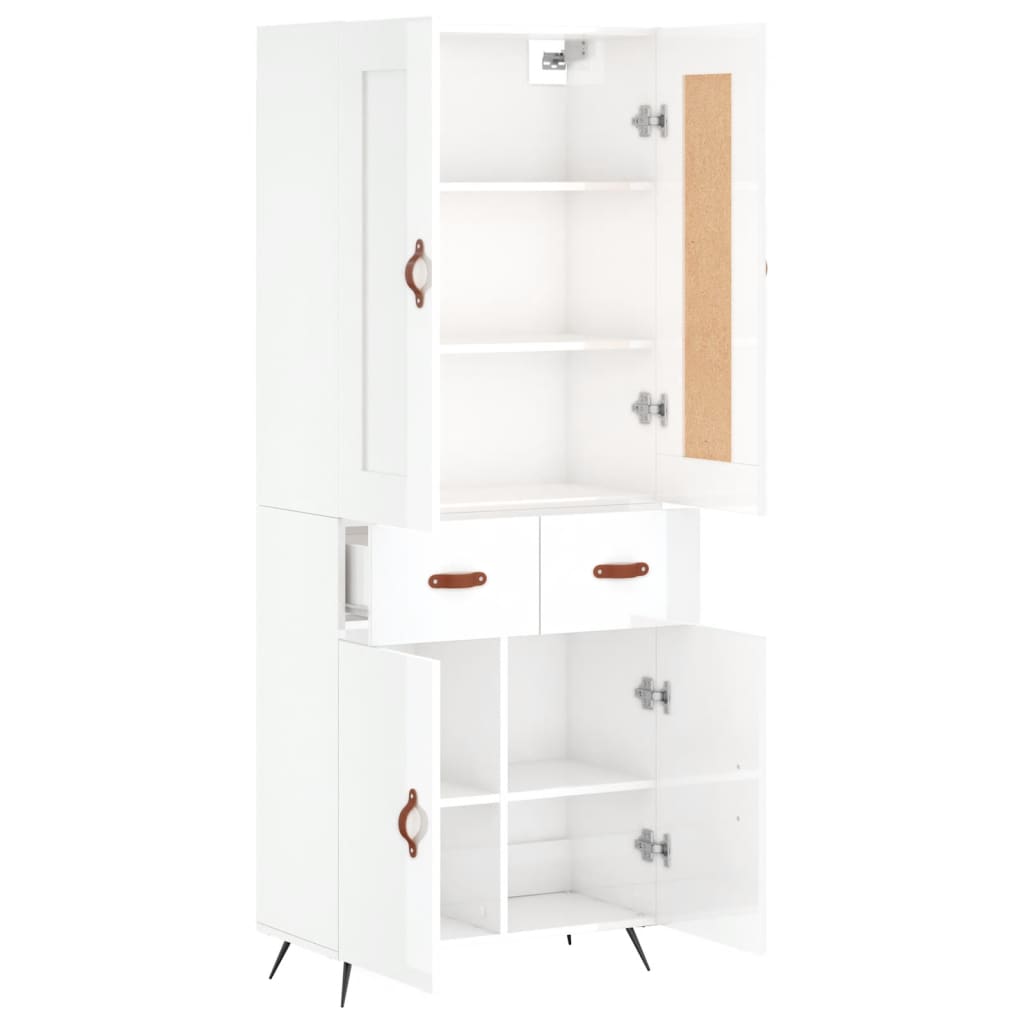 Highboard Hochglanz-Weiß 69,5x34x180 cm Holzwerkstoff