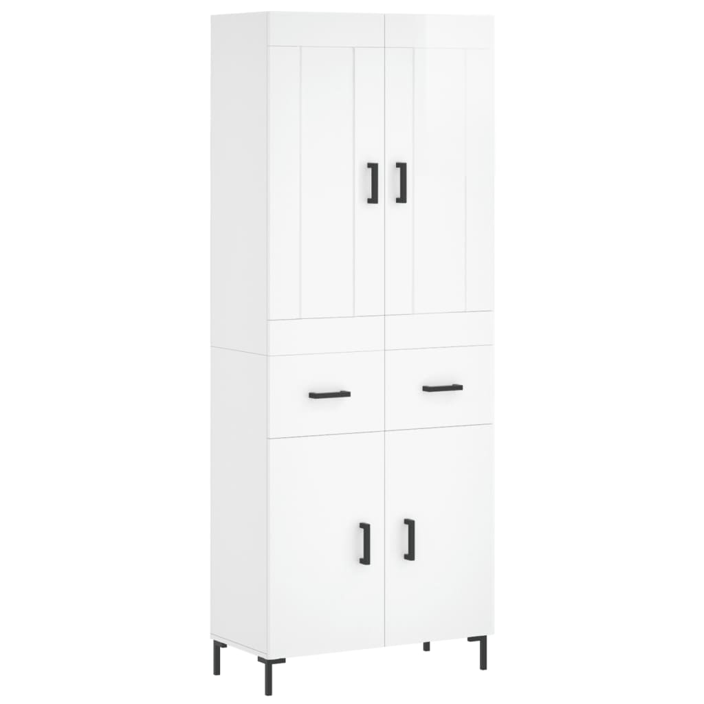 Highboard Hochglanz-Weiß 69,5x34x180 cm Holzwerkstoff