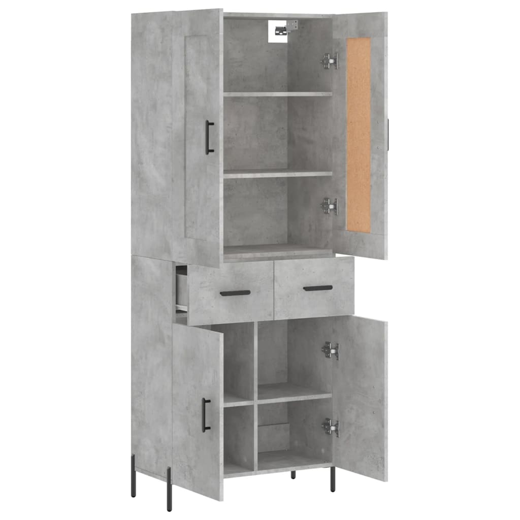 Highboard Betongrau 69,5x34x180 cm Holzwerkstoff