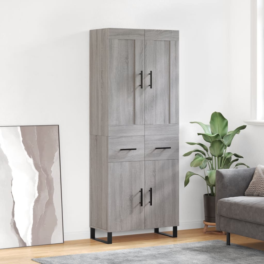 Highboard Grau Sonoma 69,5x34x180 cm Holzwerkstoff