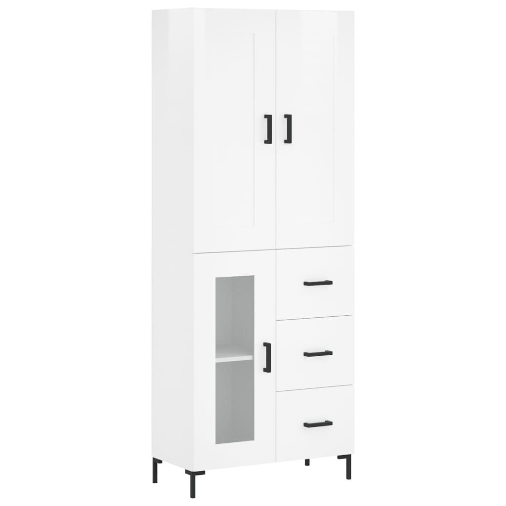 Highboard Hochglanz-Weiß 69,5x34x180 cm Holzwerkstoff