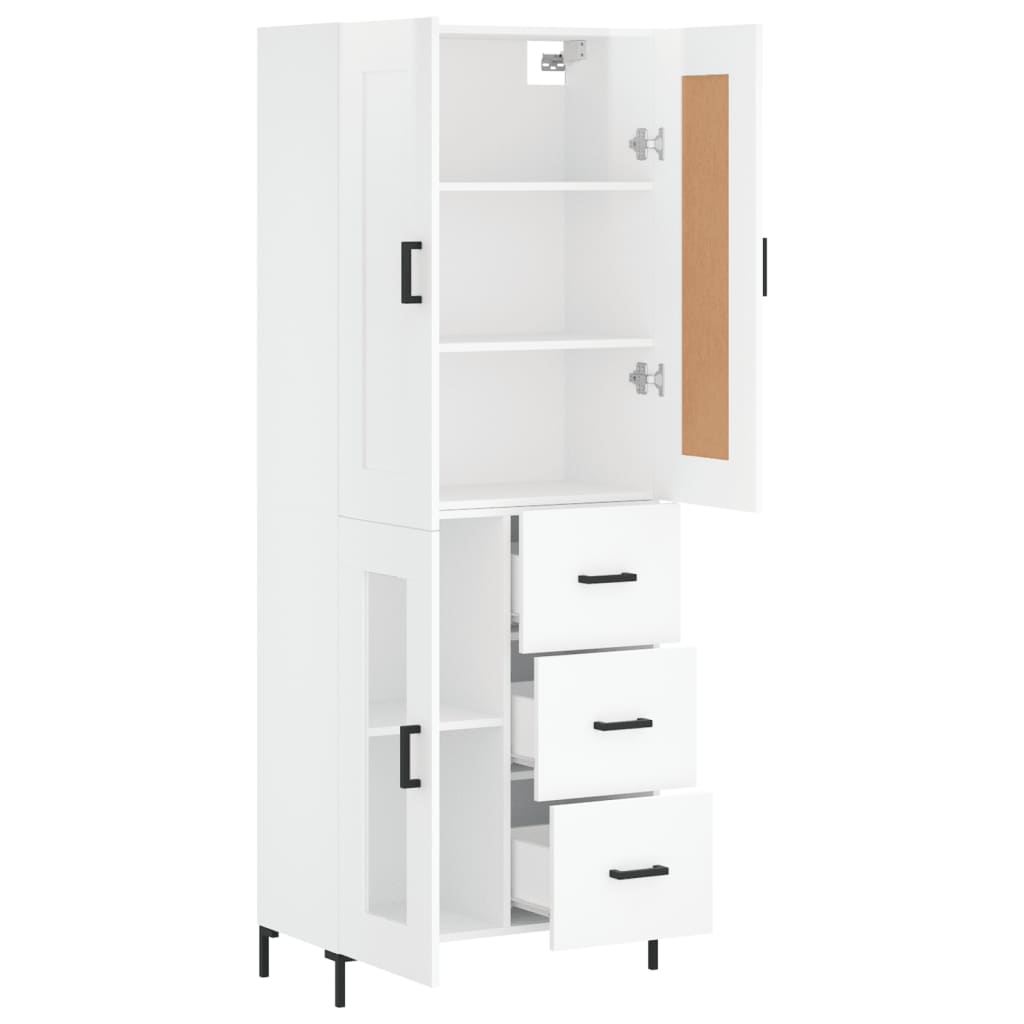 Highboard Hochglanz-Weiß 69,5x34x180 cm Holzwerkstoff