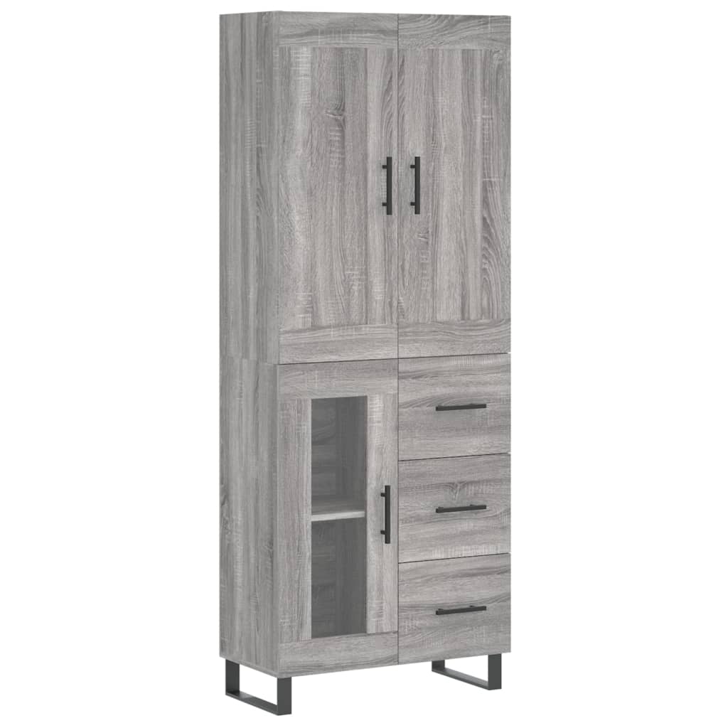 Highboard Grau Sonoma 69,5x34x180 cm Holzwerkstoff