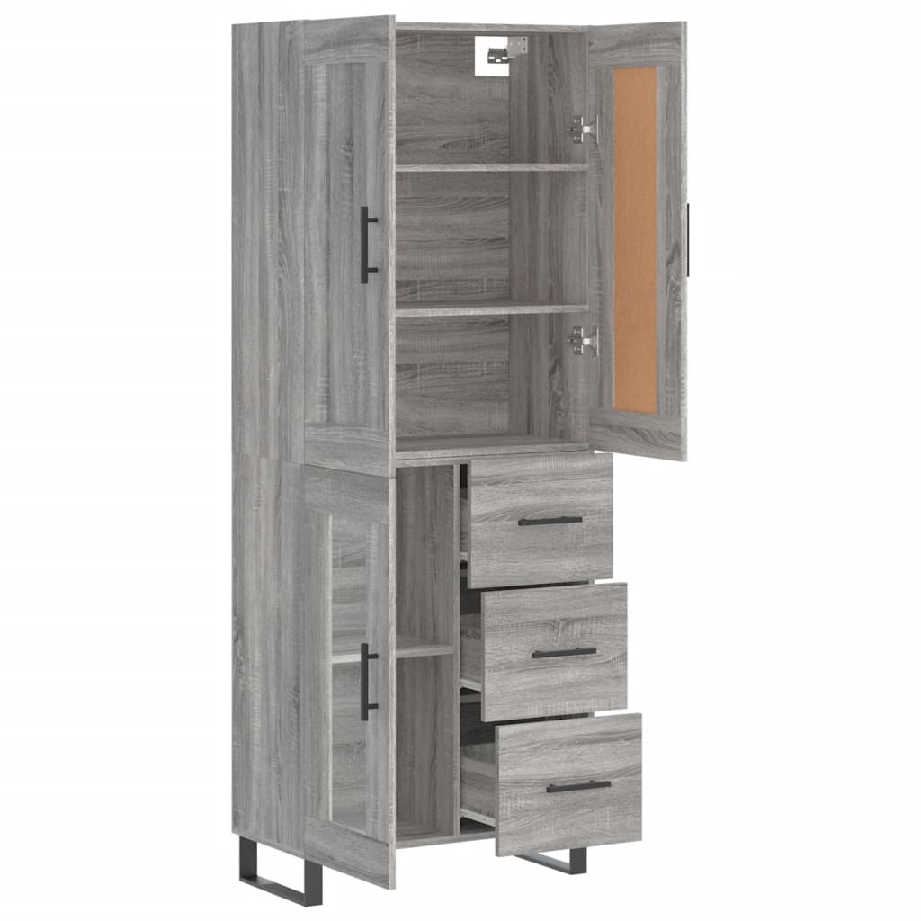 Highboard Grau Sonoma 69,5x34x180 cm Holzwerkstoff