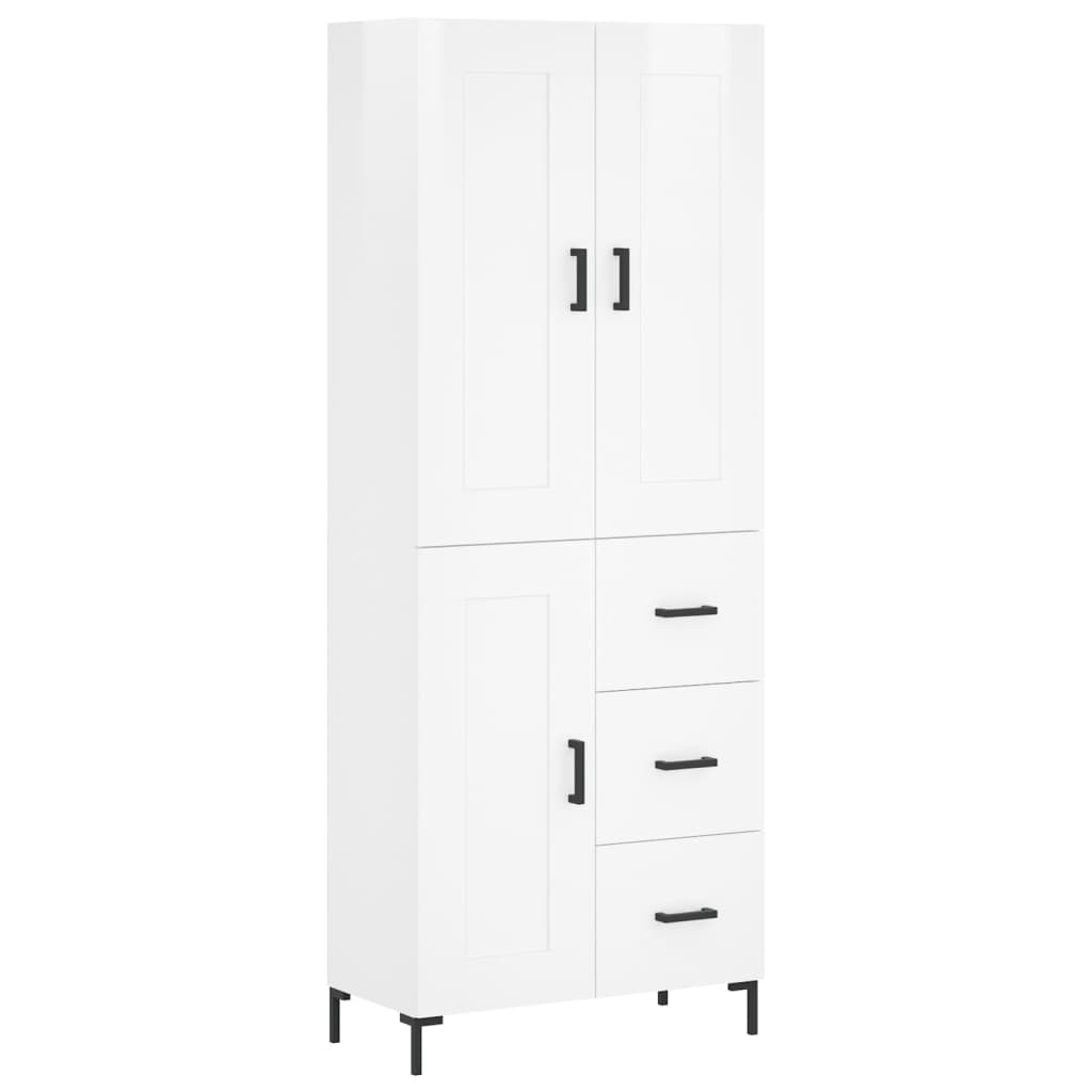 Highboard Hochglanz-Weiß 69,5x34x180 cm Holzwerkstoff