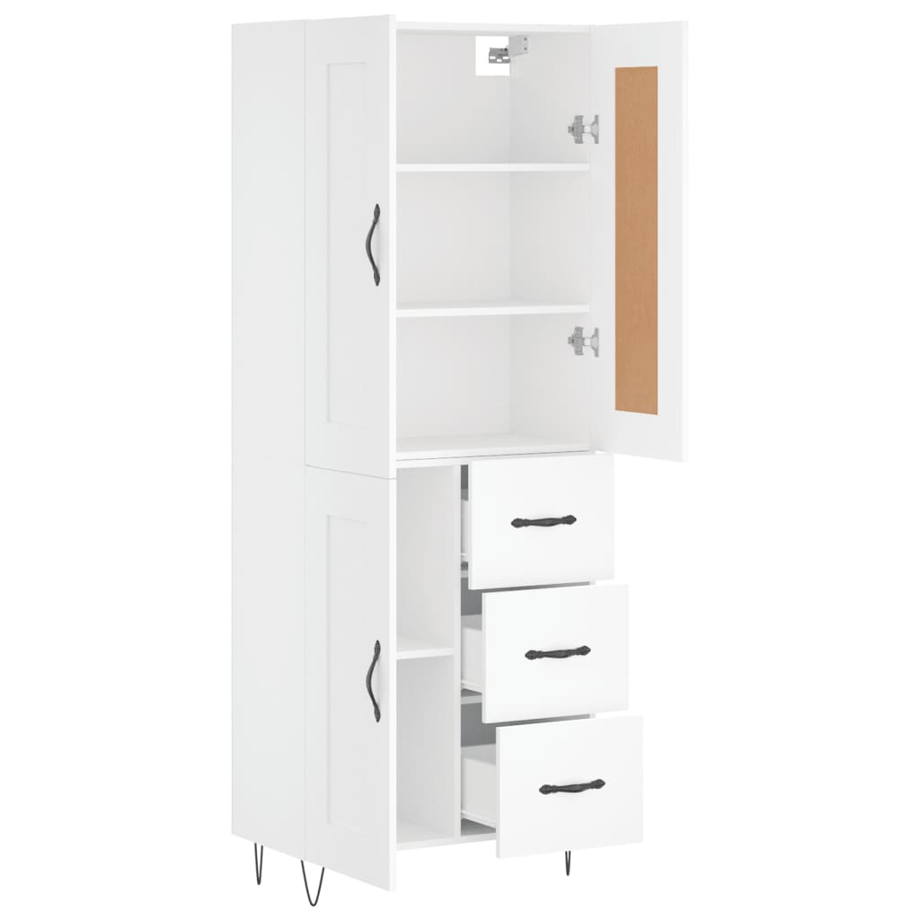 Highboard Weiß 69,5x34x180 cm Holzwerkstoff