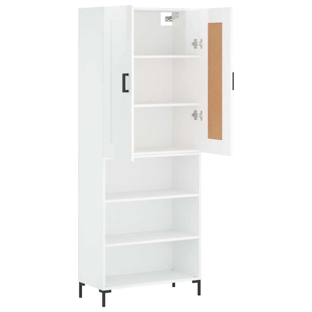 Highboard Hochglanz-Weiß 69,5x34x180 cm Holzwerkstoff