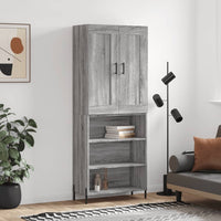 Thumbnail for Highboard Grau Sonoma 69,5x34x180 cm Holzwerkstoff