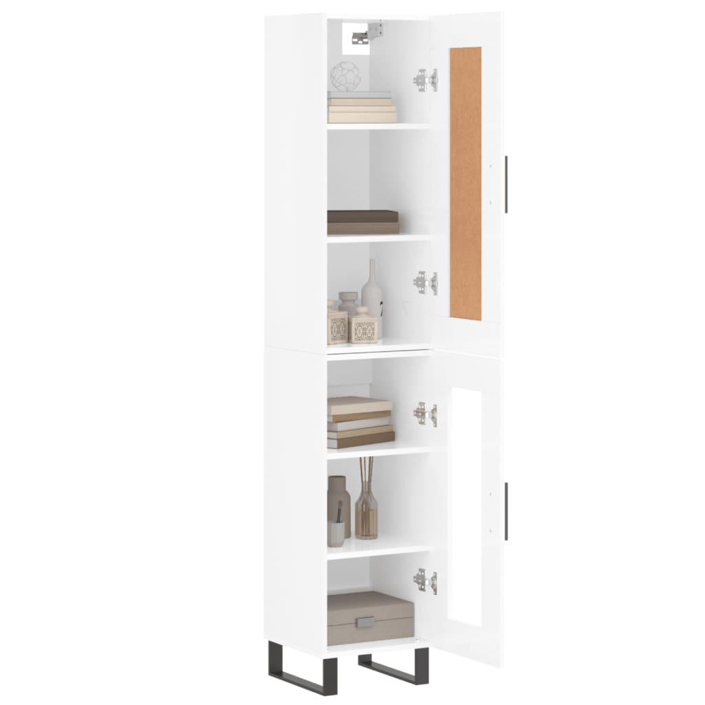 Highboard Hochglanz-Weiß 34,5x34x180 cm Holzwerkstoff
