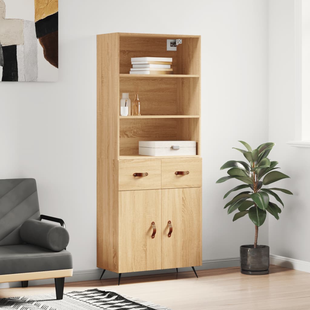 Highboard Sonoma-Eiche 69,5x34x180 cm Holzwerkstoff