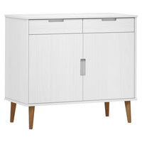 Thumbnail for Sideboard MOLDE Weiß 90x40x80 cm Massivholz Kiefer