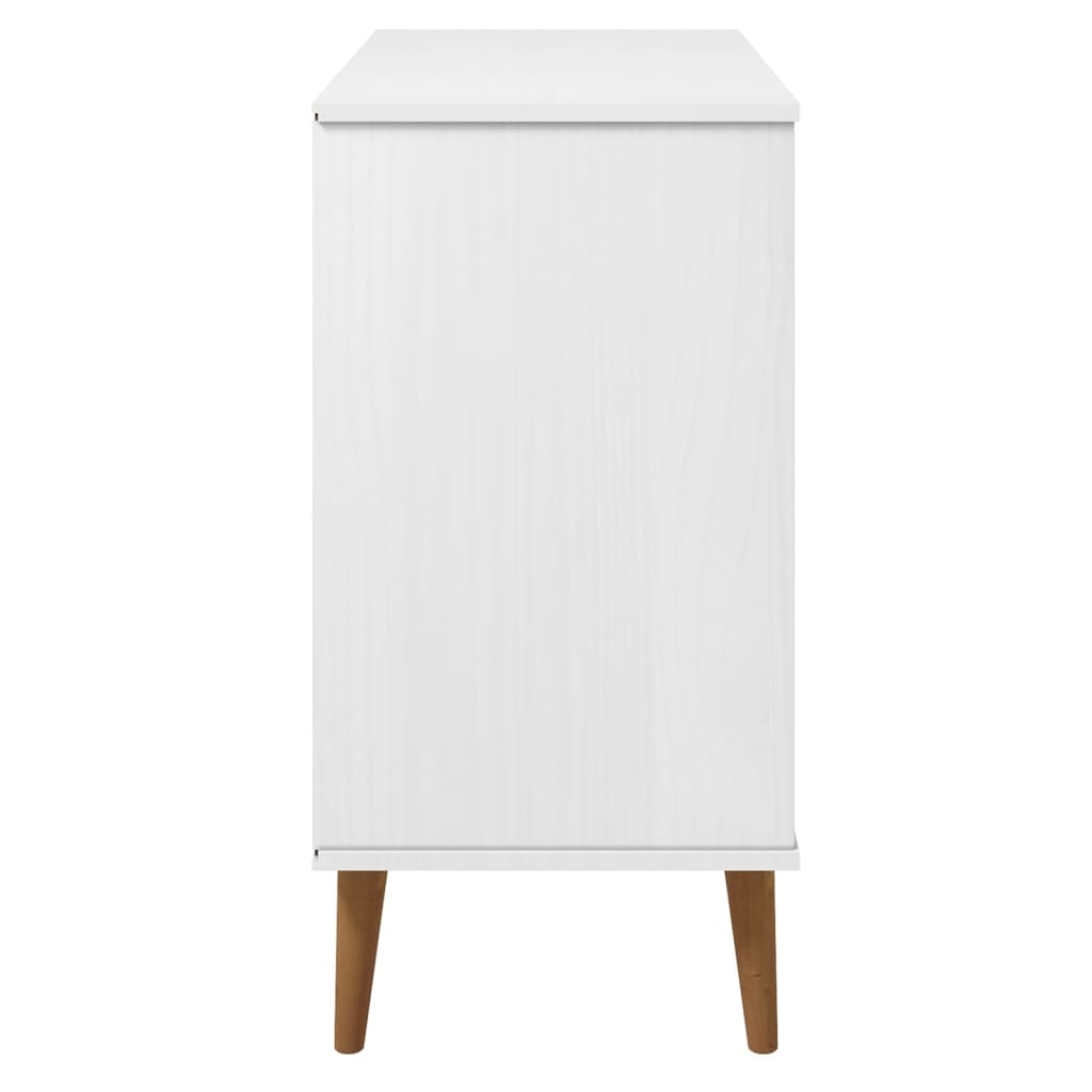 Sideboard MOLDE Weiß 90x40x80 cm Massivholz Kiefer