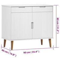 Thumbnail for Sideboard MOLDE Weiß 90x40x80 cm Massivholz Kiefer
