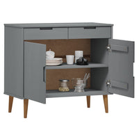 Thumbnail for Sideboard MOLDE Grau 90x40x80 cm Massivholz Kiefer