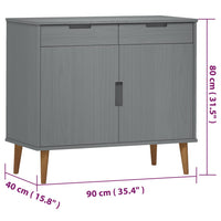 Thumbnail for Sideboard MOLDE Grau 90x40x80 cm Massivholz Kiefer
