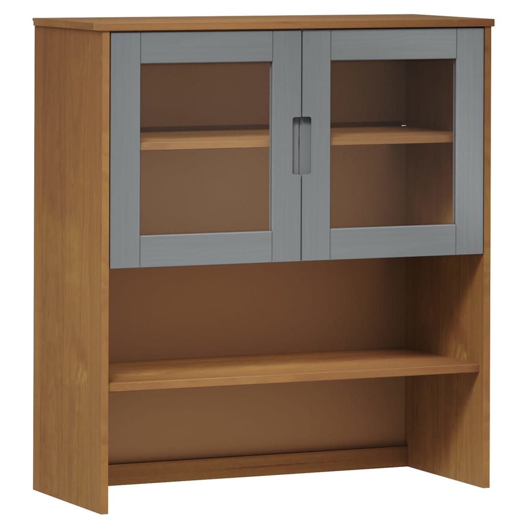 Highboard-Oberteil MOLDE Braun 90x35x100 cm Massivholz Kiefer
