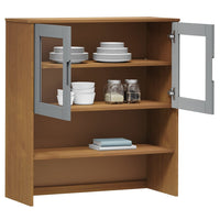 Thumbnail for Highboard-Oberteil MOLDE Braun 90x35x100 cm Massivholz Kiefer