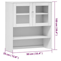 Thumbnail for Highboard-Oberteil MOLDE Weiß 90x35x100 cm Massivholz Kiefer