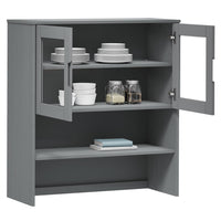 Thumbnail for Highboard-Oberteil MOLDE Grau 90x35x100 cm Massivholz Kiefer