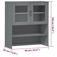 Thumbnail for Highboard-Oberteil MOLDE Grau 90x35x100 cm Massivholz Kiefer