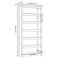 Thumbnail for Bücherregal 80x35x183 cm Massivholz Kiefer