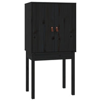 Thumbnail for Highboard Schwarz 60x40x120 cm Massivholz Kiefer