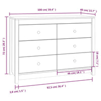 Thumbnail for Beistellschrank Weiß 100x40x72 cm Massivholz Kiefer