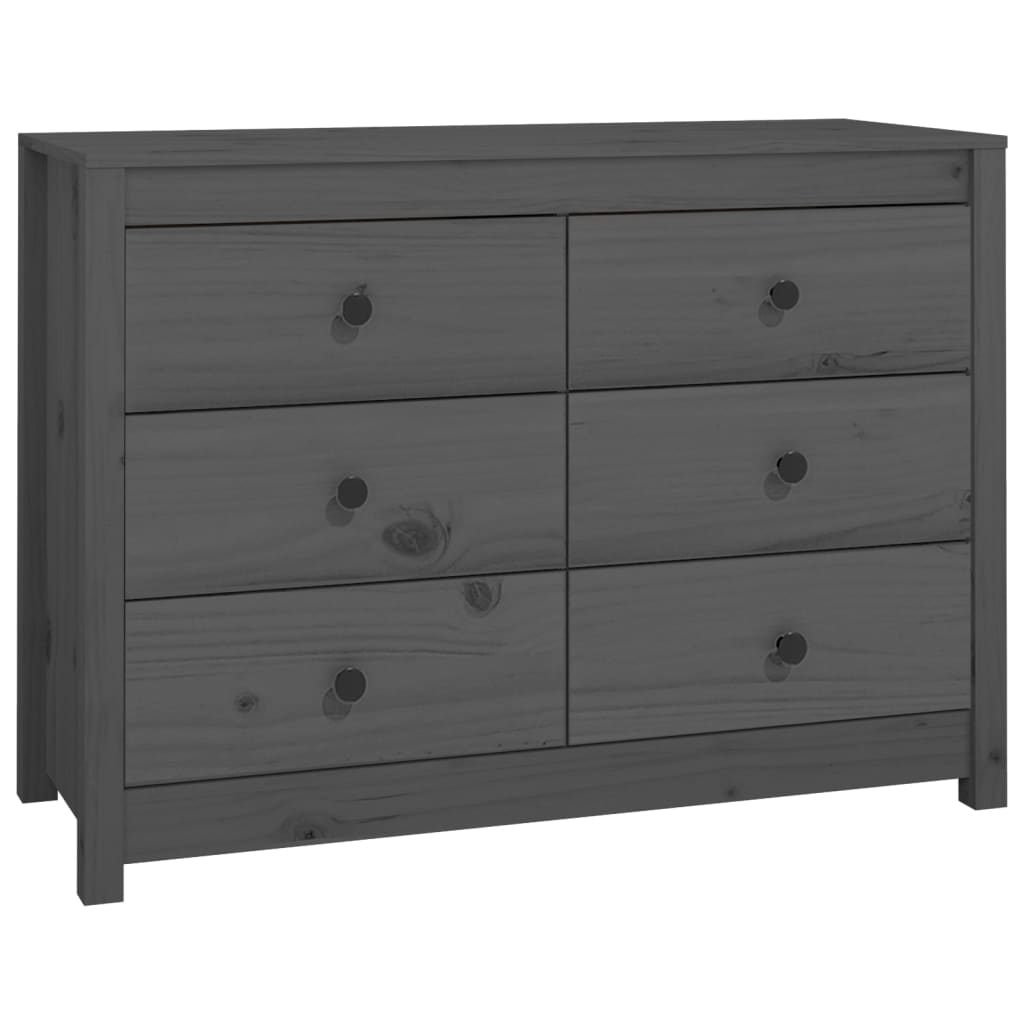 Beistellschrank Grau 100x40x72 cm Massivholz Kiefer