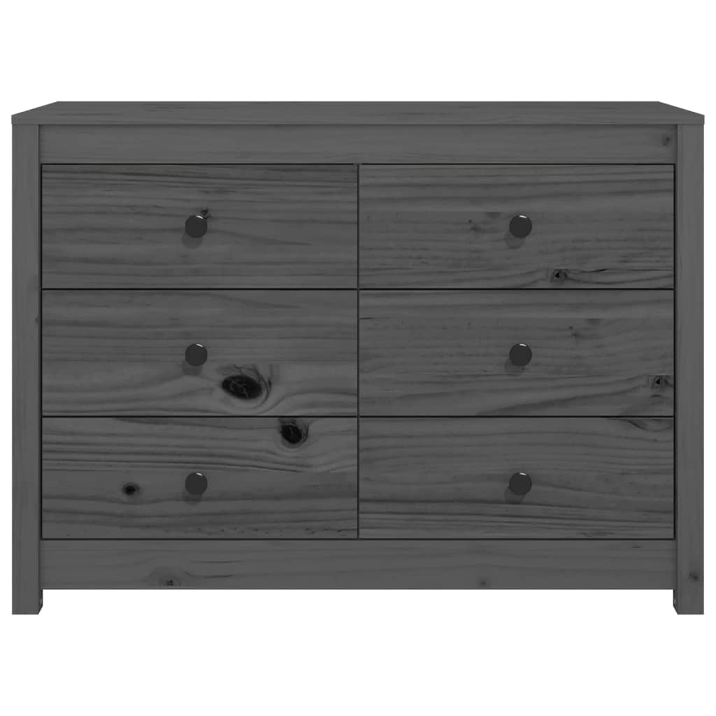 Beistellschrank Grau 100x40x72 cm Massivholz Kiefer