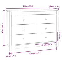 Thumbnail for Beistellschrank Grau 100x40x72 cm Massivholz Kiefer