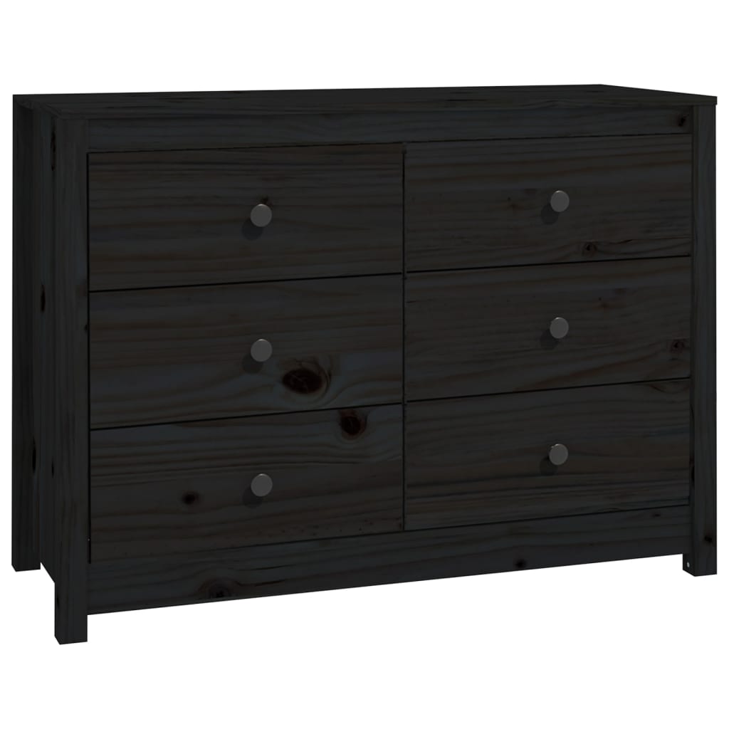 Beistellschrank Schwarz 100x40x72 cm Massivholz Kiefer