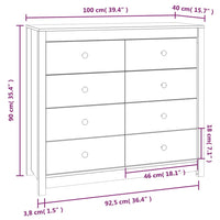 Thumbnail for Beistellschrank 100x40x90 cm Massivholz Kiefer