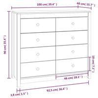 Thumbnail for Beistellschrank Weiß 100x40x90 cm Massivholz Kiefer