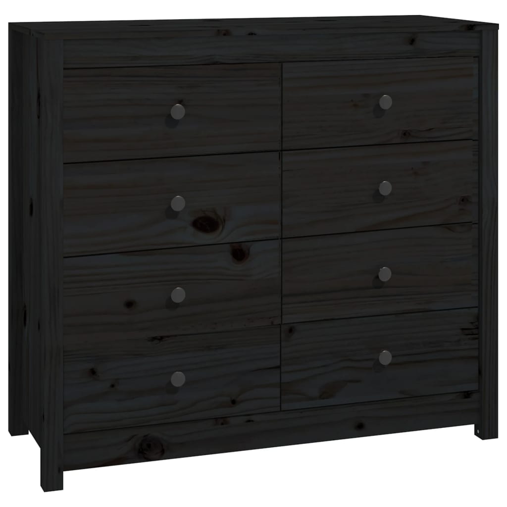 Beistellschrank Schwarz 100x40x90 cm Massivholz Kiefer