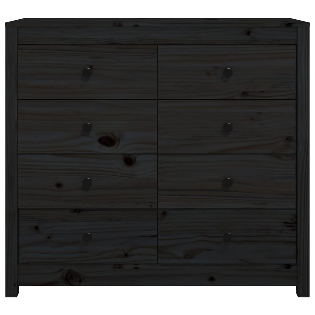Beistellschrank Schwarz 100x40x90 cm Massivholz Kiefer
