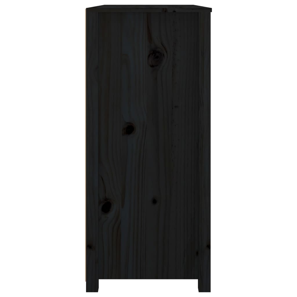 Beistellschrank Schwarz 100x40x90 cm Massivholz Kiefer