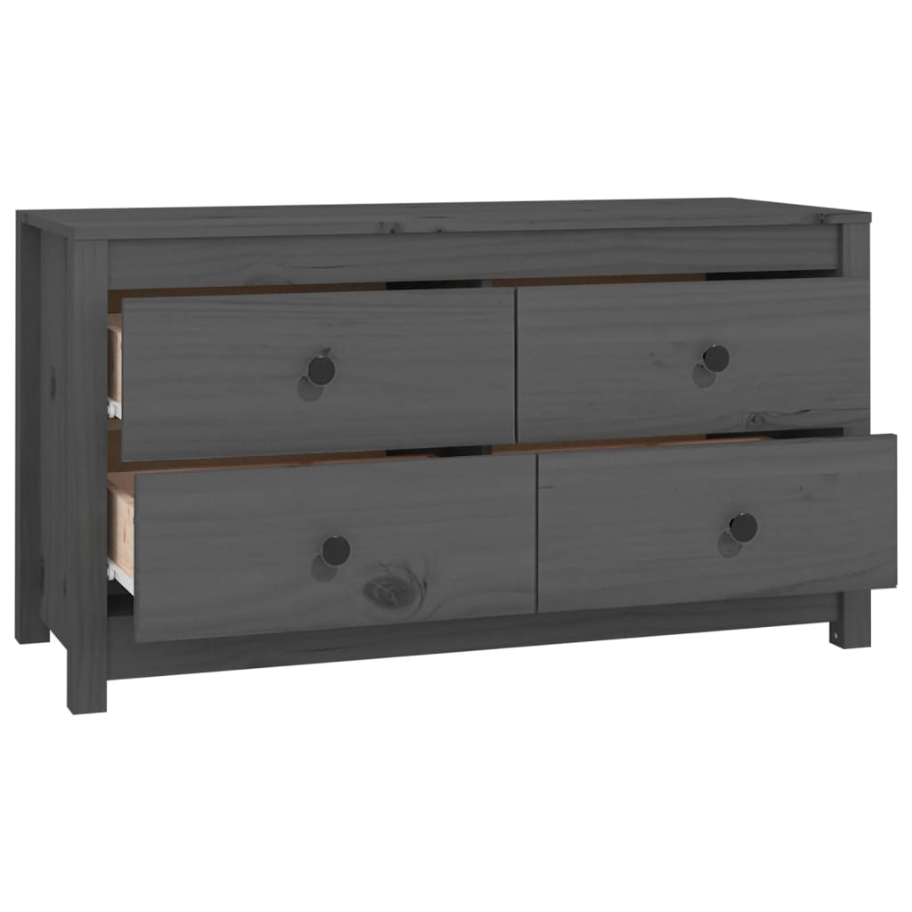 Beistellschrank Grau 100x40x54 cm Massivholz Kiefer