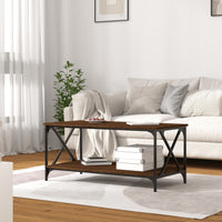 Thumbnail for Couchtisch Braun Eichen-Optik 100x50x45 cm Holzwerkstoff Eisen