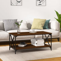 Thumbnail for Couchtisch Braun Eichen-Optik 100x50x45 cm Holzwerkstoff Eisen