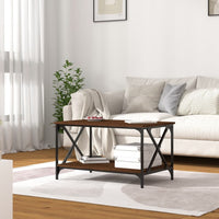 Thumbnail for Couchtisch Braun Eichen-Optik 80x50x45 cm Holzwerkstoff Eisen