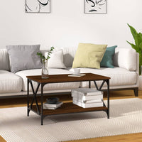 Thumbnail for Couchtisch Braun Eichen-Optik 80x50x45 cm Holzwerkstoff Eisen
