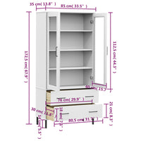 Thumbnail for Bücherschrank OSLO Metallbeine Weiß 85x35x172,5 cm Massivholz