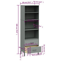 Thumbnail for Bücherregal OSLO mit 2 Schubladen Grau 60x35x180 cm Massivholz