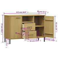 Thumbnail for Sideboard OSLO mit Metallbeinen Braun 113x40x77 cm Massivholz