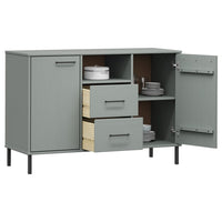 Thumbnail for Sideboard OSLO mit Metallbeinen Grau 113x40x77 cm Massivholz