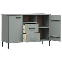 Thumbnail for Sideboard OSLO mit Metallbeinen Grau 113x40x77 cm Massivholz