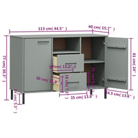 Thumbnail for Sideboard OSLO mit Metallbeinen Grau 113x40x77 cm Massivholz